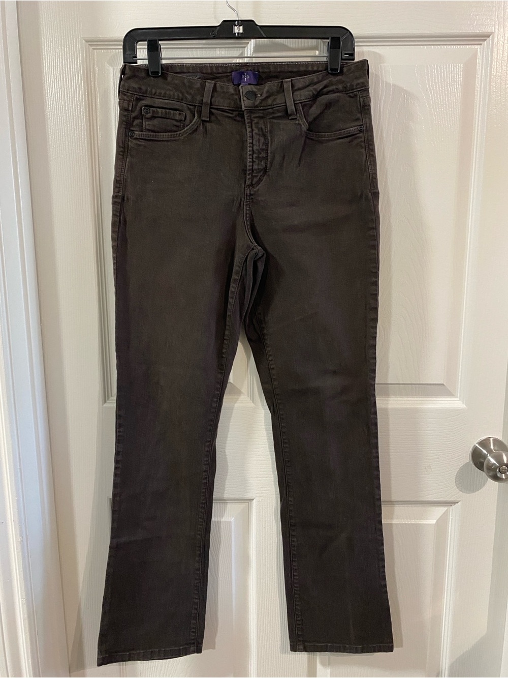 NYDJ Brown Stretch Mid Rise Straight Leg Denim Jeans Women 8 Y2K Normcore Retro
